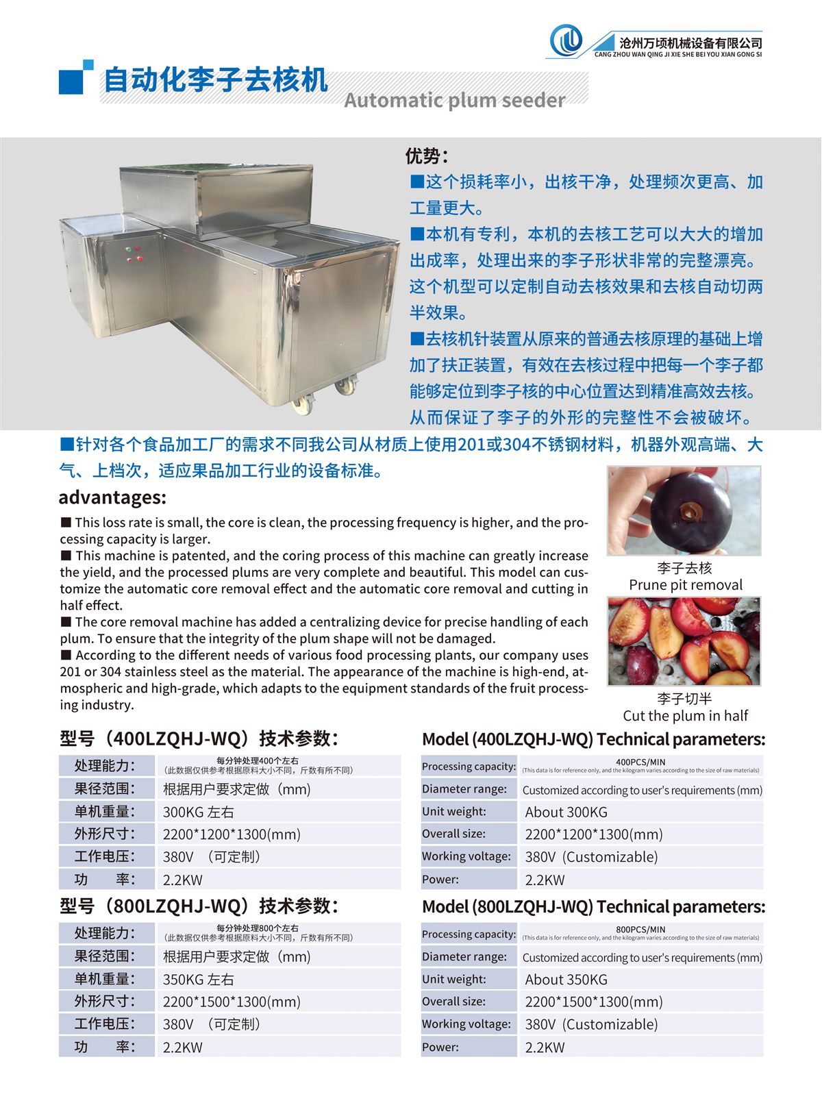 全自动李子去核机设备